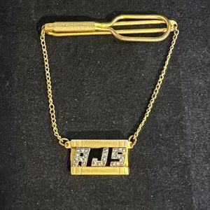 Vintage Swank AJ5 Gold Tone With Spinels Tie Bar (2872)